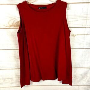 Gibson Women’s Cold Shoulder Thick Knit Top Shirt Rich Red Color Petite …